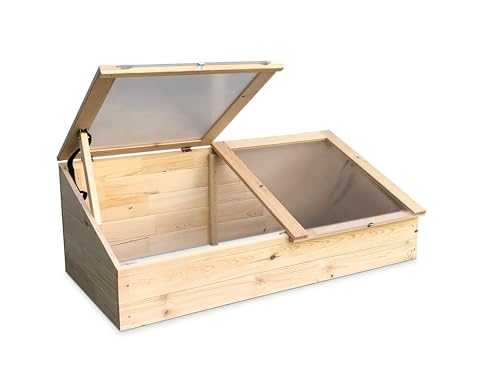 Frühbeet Treibhaus Kräuterbeet aus Holz, Natur L116 x T54 x H42/19 cm von GartenDepot24