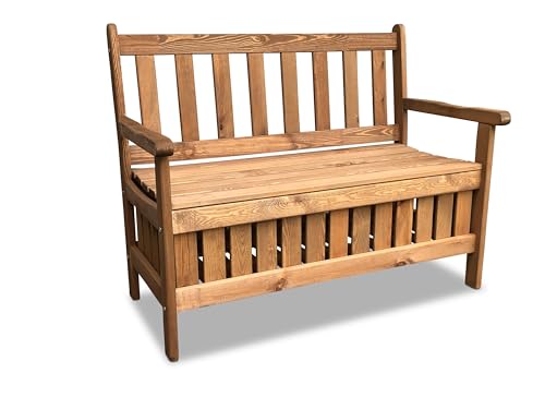 GartenDepot24 hochwertige stabile Kissenbox Bank aus Holz mit Truhe, braun, B114 x T56 x H89 cm GartenDepot24 hochwertige stabile Kissenbox Bank aus Holz mit Truhe, braun, B114 x T56 x H89 cm von GartenDepot24