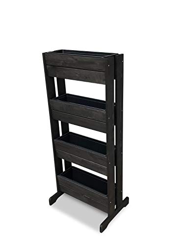 GartenDepot24 stabiles Frühbeet Vertikalbeet Kräuterbeet Hochbeet Trennwand aus Holz mit 4 Kunststoffkästen - B54 x T40/20 x H125 cm schwarz von GartenDepot24