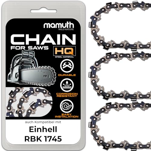 3x Sägekette Kettensäge 45cm 1,3mm 3/8" 62TG für Einhell RBK 1745 3x Sägekette Kettensäge 45cm 1,3mm 3/8" 62TG für Einhell RBK 1745 von GartenExpress