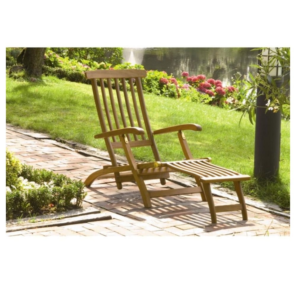 GartenHero Gartenliege Deckchair Holz Liegestuhl Gartenstuhl Sonnenliege Garten Gartenliege Gartenmöbel, Abnehmbares Fußteil von GartenHero