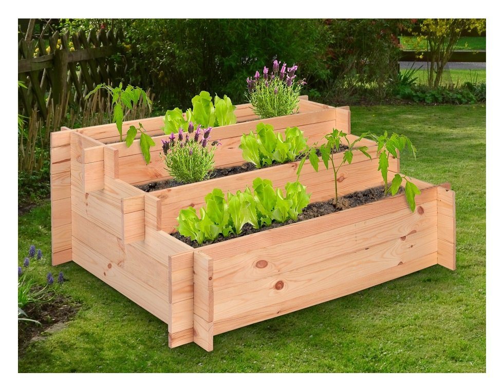 GartenHero Hochbeet Hochbeet Stufenbeet Stufenhochbeet Blumentreppe Blumentreppe Kräuterbeet Beet (1 St) von GartenHero