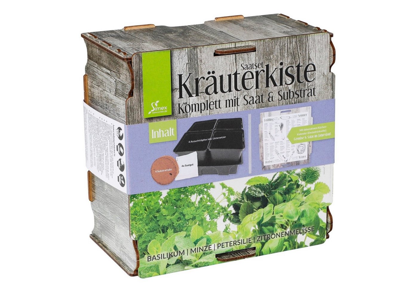 GartenHero Kräutertopf Kräuterkiste Substrat Saatgut Küchenkräuter Kräuter Anzucht Basilikum von GartenHero