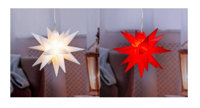 GartenHero LED Stern 2x LED Weihnachtsstern innen außen Stern Fröbelstern Weihnachtssterne, LED fest integriert, warmweiß von GartenHero