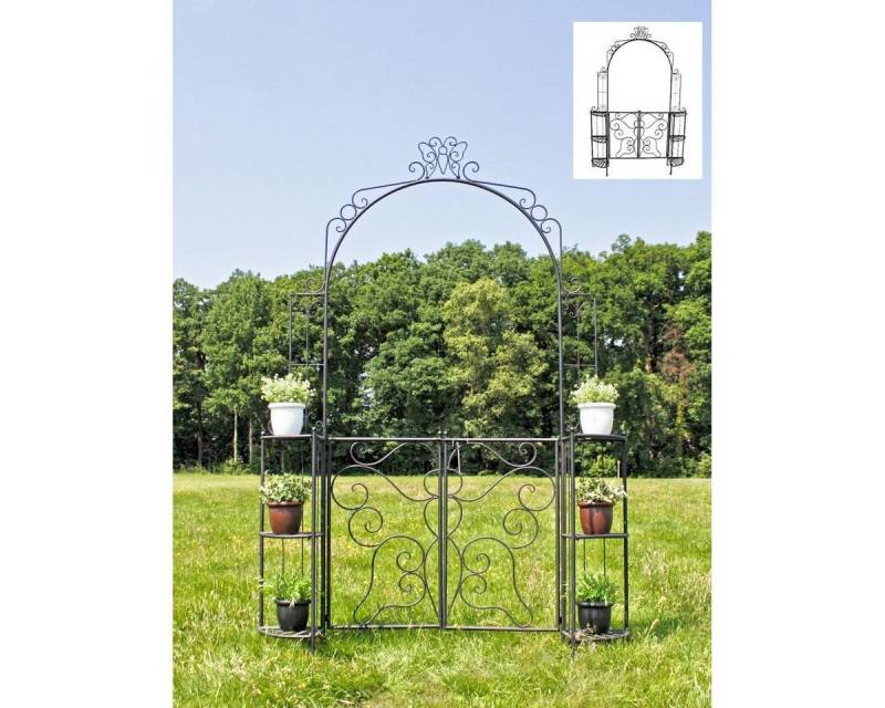 GartenHero Rosenbogen Rosenbogen Rankhilfe Rankbogen Rankgitter Pergola Gartentür Tor Spalier Rosen, 1 St., Rosenbogen Rankhilfe Rankbogen Rankgitter Pergola Gartentür Tor Spalier Rosen, Länge 156 cm x Breite 28 cm x Höhe 230 cm, mit Pforte von GartenHero