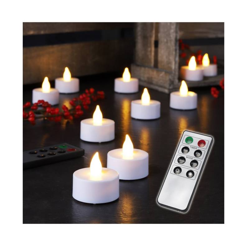 GartenHero Teelicht 10x LED Teelichter Fernbedienung Timer dimmbar Teelicht Kerzen von GartenHero