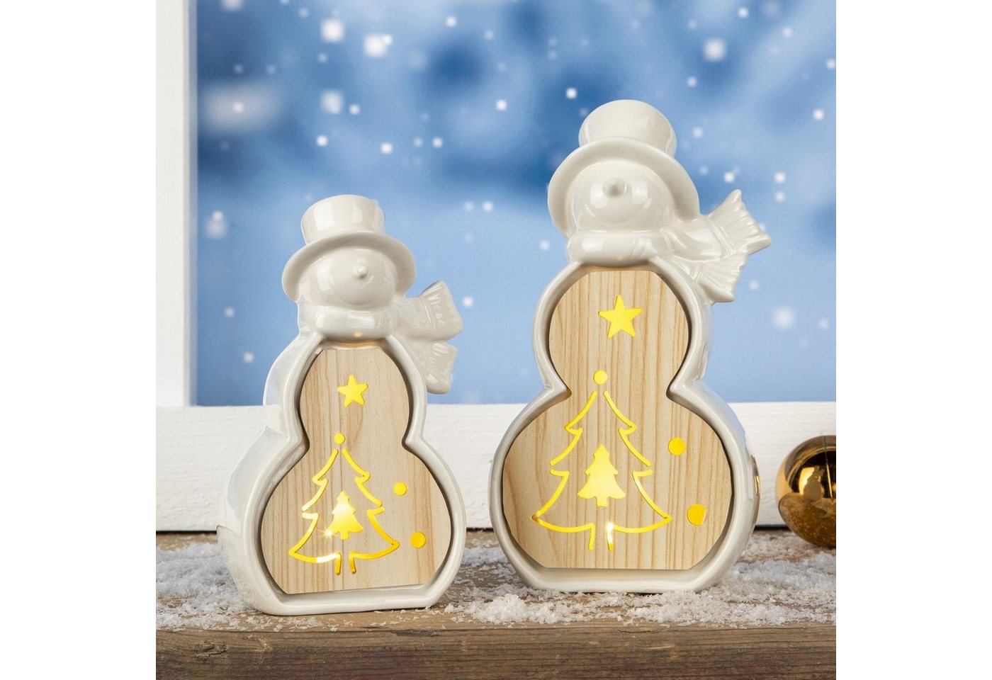 GartenHero Weihnachtsfigur 2 Schneemänner LED Holz Dolomit Schneemann Weihnachten Figur GartenHero Weihnachtsfigur 2 Schneemänner LED Holz Dolomit Schneemann Weihnachten Figur von GartenHero