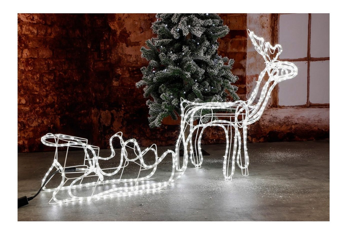 GartenHero Weihnachtsfigur Rentier Schlitten 288 LED Lichterkette innen außen Weihnachten Deko von GartenHero