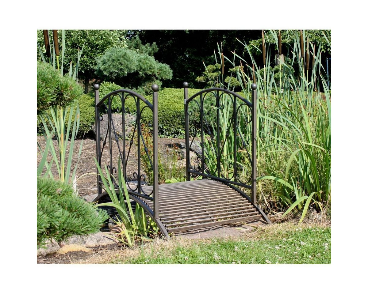 GartenHero Zierbrücke Gartenbrücke 120 cm Metall Brücke Garten Teichbrücke Zierbrücke Dekobrücke Teich, (1 St), Länge 120,5 cm x Breite 81 cm x Höhe 94,5 cm von GartenHero