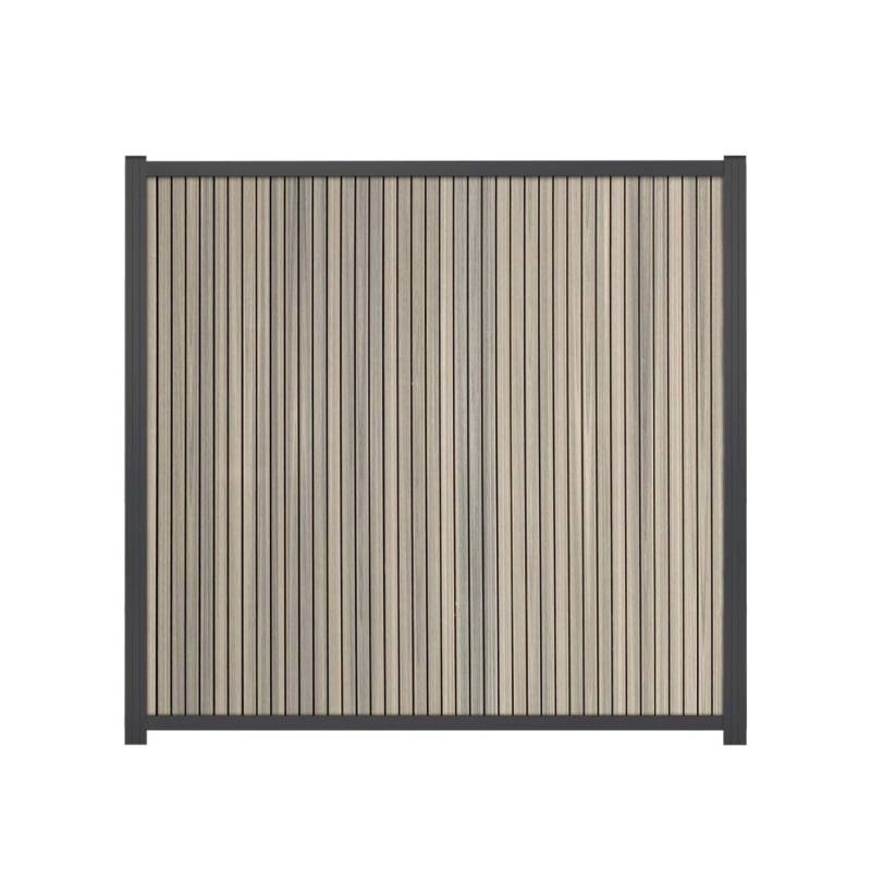 GartenLand WPC Zaun Set Shadowline Vertikal ca. 175 x 180 cm Sichtschutz Steckzaun Amethystgrau Aluminium Anthrazit Ohne Pfosten von GartenLand