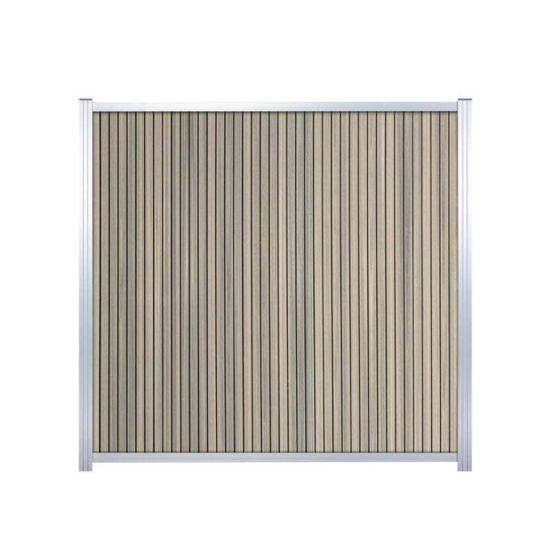 GartenLand WPC Zaun Set Shadowline Vertikal ca. 175 x 180 cm Sichtschutz Steckzaun Amethystgrau Aluminium Silber Ohne Pfosten von GartenLand