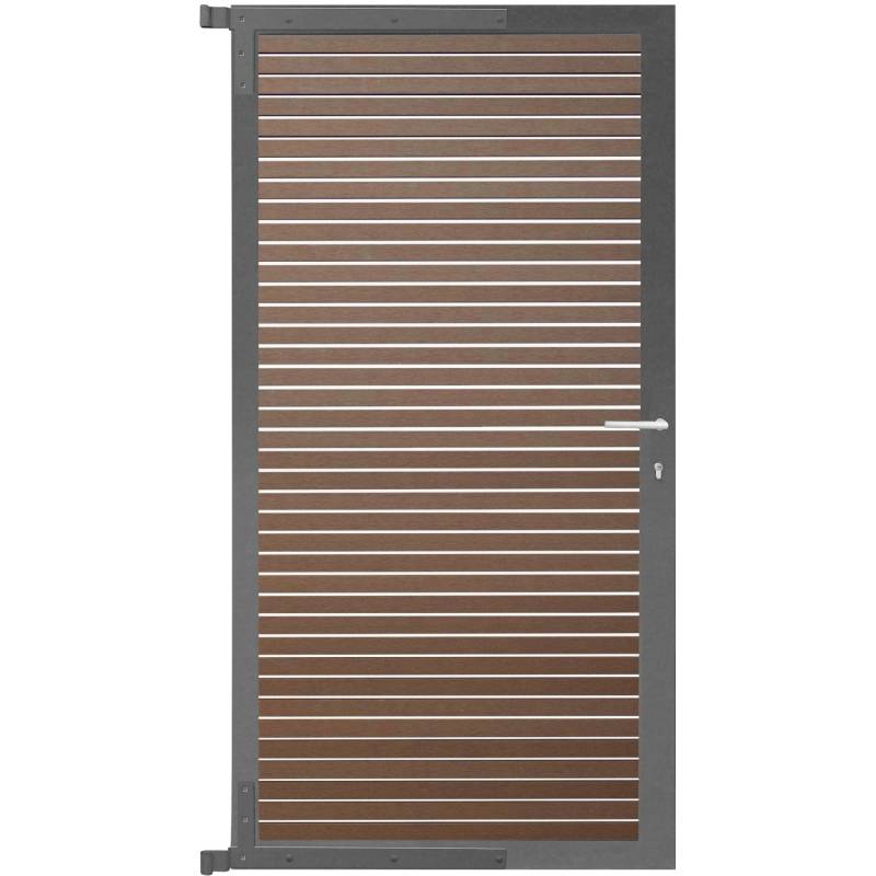 GartenLand Steckzauntor Air Gap ca. 90 x 175 cm WPC Schokobraun Aluminium Anthrazit von GartenLand