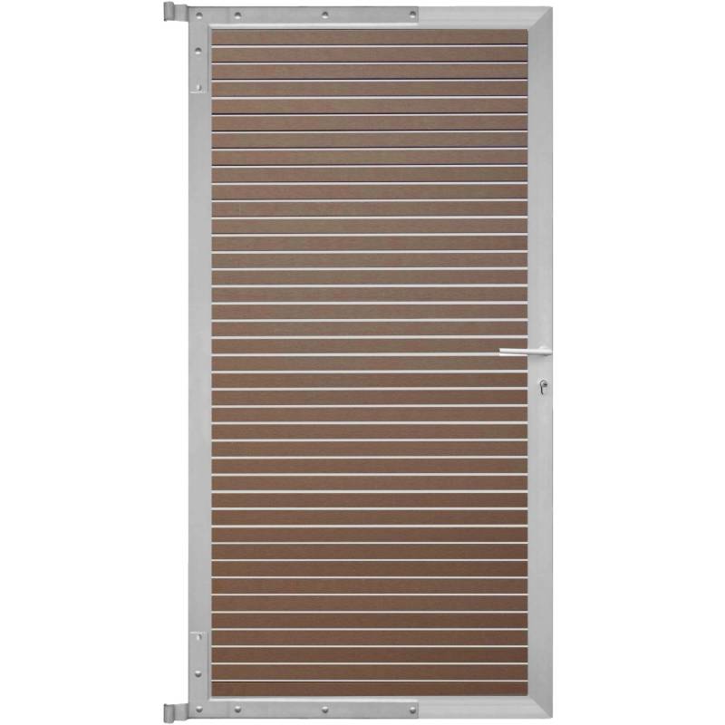 GartenLand Steckzauntor Air Gap ca. 90 x 175 cm WPC Schokobraun Aluminium Silber von GartenLand