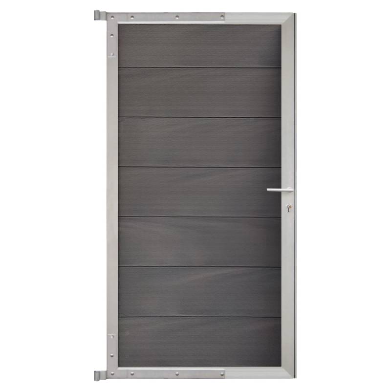 GartenLand Steckzauntor Ameland Co-extrudiert ca. 90 x 175 cm WPC Amethystgrau Aluminium Silber von GartenLand