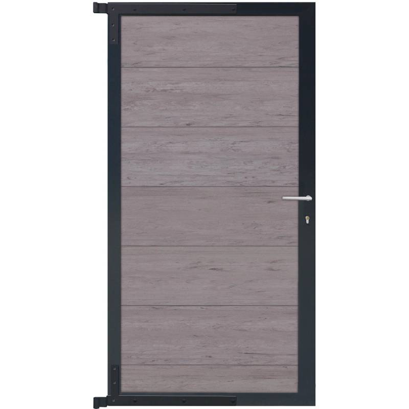 GartenLand Steckzauntor Ameland ca. 90 x 175 cm WPC Sand-Multicolor Aluminium Anthrazit von GartenLand