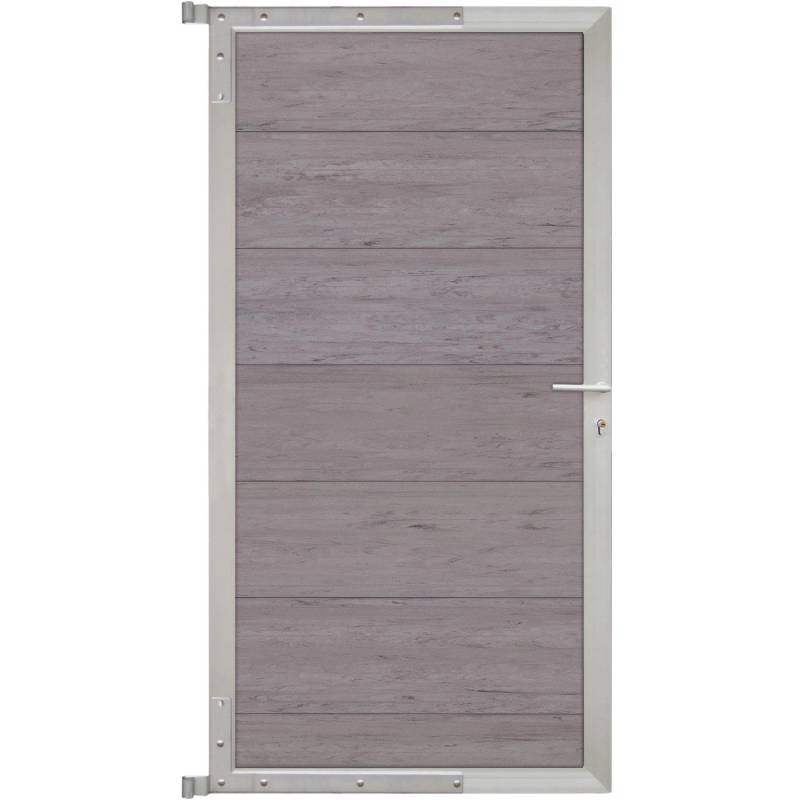 GartenLand Steckzauntor Ameland ca. 90 x 175 cm WPC Sand-Multicolor Aluminium Silber von GartenLand