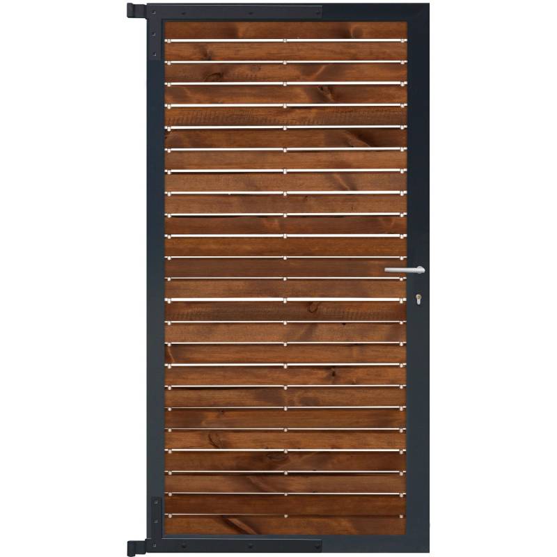 GartenLand Steckzauntor Craftwood 90 x 175 cm Holz Skandinavische Kiefer Braun Aluminium Anthrazit von GartenLand