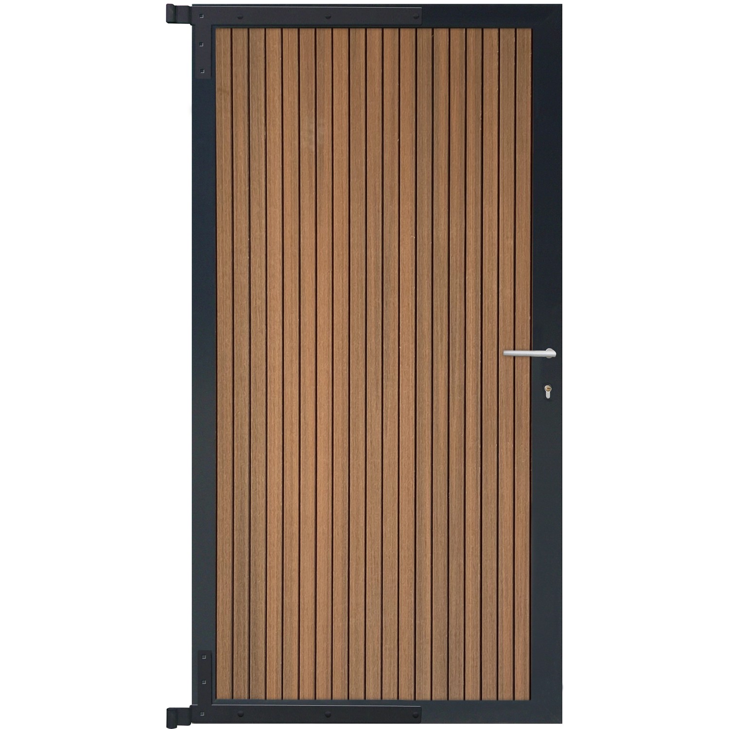 GartenLand Steckzauntor Shadowline Vertikal ca. 90 x 175 cm WPC Mahagoni Aluminium Anthrazit von GartenLand