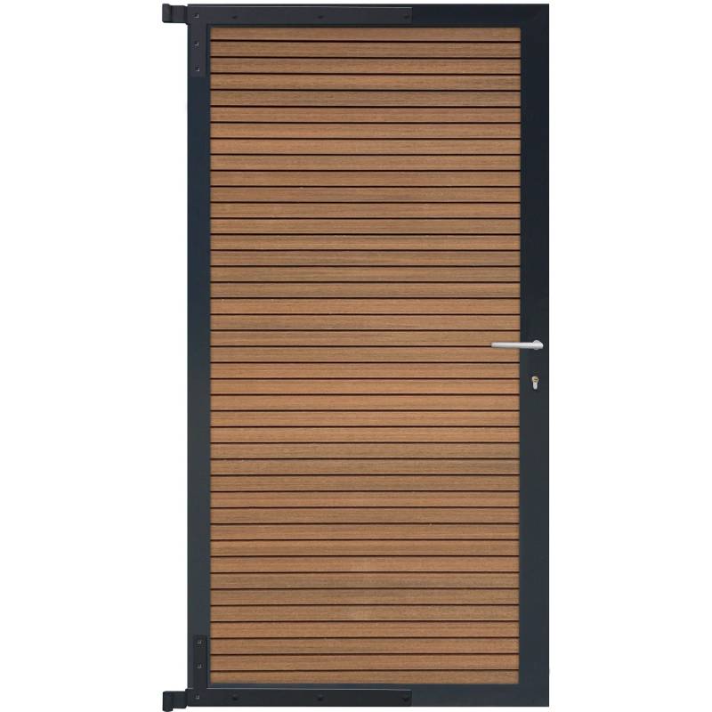 GartenLand Steckzauntor Shadowline ca. 90 x 175 cm WPC Mahagoni Aluminium Anthrazit von GartenLand