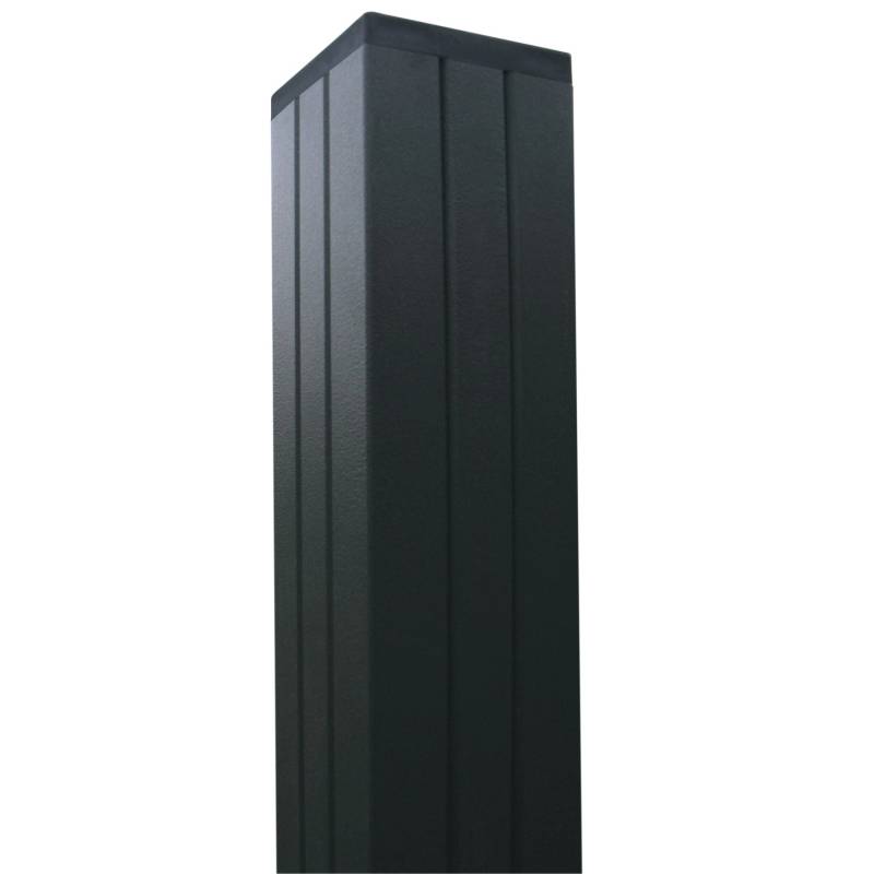 GartenLand Tor-Steckzaunpfosten Aluminium 6,8 cm x 6,8 cm x 239 cm Anthrazit 3 Nuten für Steckzaunelemente inkl. Pfostenkappe von GartenLand