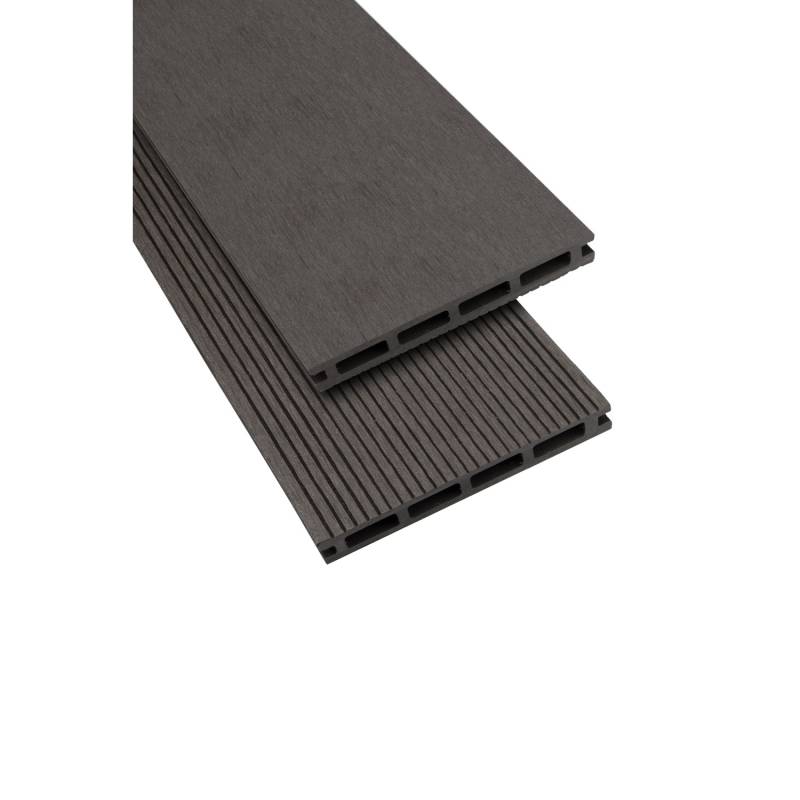 GartenLand WPC Terrassendiele Classic 21 x 140 x 5000 mm Anthrazit Geriffelt und Glatt Hohlkammer von GartenLand