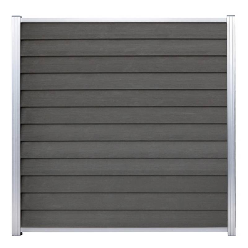 GartenLand WPC Zaun Set Schwedenprofil ca. 180 x 180 cm Sichtschutz Steckzaun Anthrazit Holzstruktur Aluminium Silber Ohne Pfosten von GartenLand