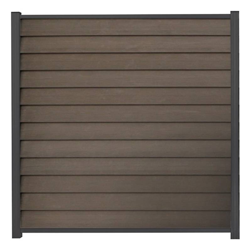 GartenLand WPC Zaun Set Schwedenprofil ca. 180 x 180 cm Sichtschutz Steckzaun Braun Holzstruktur Aluminium Anthrazit Ohne Pfosten von GartenLand