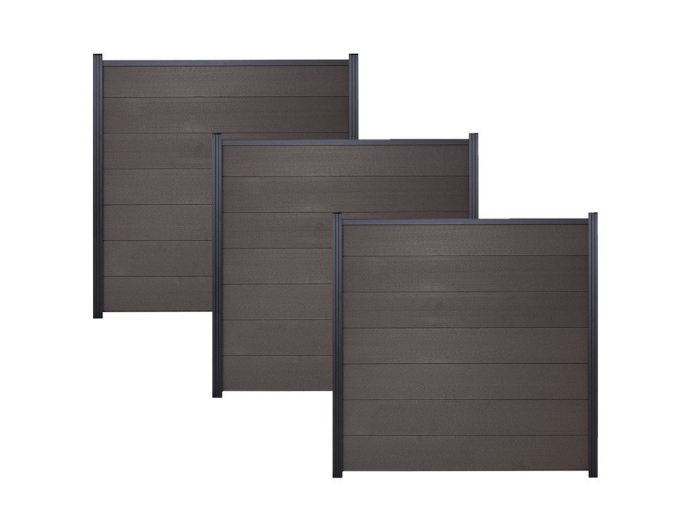 GartenLand Zaun Komplettset Ameland WPC Anthrazit, (Spar-Set, Mit Pfosten zum Einbetonieren, Mit Abschlussprofil, ca. 556 x 180 cm), XL Lamellen von GartenLand