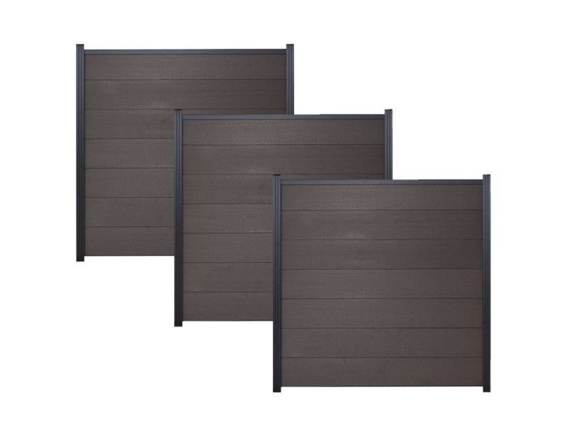 GartenLand Zaun Komplettset Ameland WPC Anthrazit, (Spar-Set, Mit Pfosten zum Einbetonieren, Mit Abschlussprofil, ca. 556 x 180 cm), XL Lamellen von GartenLand