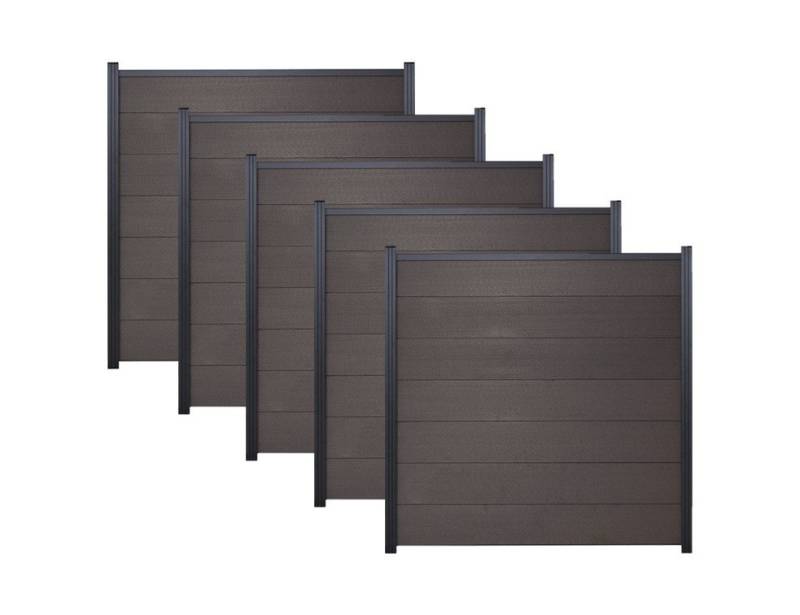 GartenLand Zaun Komplettset Ameland WPC Anthrazit, (Spar-Set, Mit Pfosten zum Einbetonieren, Mit Abschlussprofil, ca. 923 x 180 cm), XL Lamellen von GartenLand