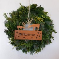 Schild Willkommen Mit Hirschen in Edelrost von GartenLifestyle24