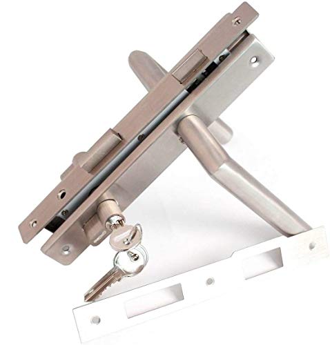 Edelstahl EXTRA SCHMAL Einsteckschloss KOMPLETT Dorn 20 mm Einsteck Tiefe 35 mm Entfernung 85 mm Tür Schloss von Gartenartikel24