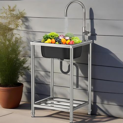 Edelstahl Waschbecken Für Den Außenbereich Gastrospülen Freistehende Einzelbecken-Spüle Küchenspüle Mobile Garten Spüle Mit Wasserhahn Und Ablagefach Multifunktions Ausgussbecken Edelstahl Waschbecken Für Den Außenbereich Gastrospülen Freistehende Einzelbecken-Spüle Küchenspüle Mobile Garten Spüle Mit Wasserhahn Und Ablagefach Multifunktions Ausgussbecken von Gartenassistentin