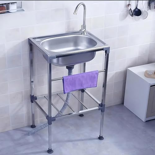 Edelstahl küchenspüle Freistehende mit Wasserhahn Kalt- und Warmwasserrohre 48x35x83cm Multifunktionswaschtisch 1 Becken Mobile Spüle für Werkstatt Bauernhaus Gastronomie Garten Edelstahl küchenspüle Freistehende mit Wasserhahn Kalt- und Warmwasserrohre 48x35x83cm Multifunktionswaschtisch 1 Becken Mobile Spüle für Werkstatt Bauernhaus Gastronomie Garten von Gartenassistentin