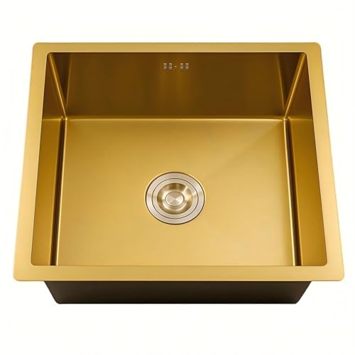 Küchenspülen aus Edelstahl Einbauspüle Spüle Edelstahl Klein, Edelstahlspüle Gold/Silber mit Überlauf (Ohne Hahnloch), Küchenspüle 1 Becken Rechteckig,Pflegeleicht Spüle von Gartenassistentin