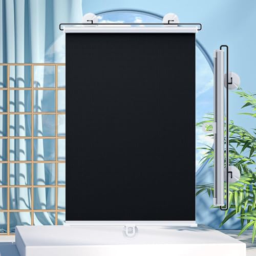 Saugnapfes Rollo Fenster Rollo,Sonnenschutz Verdunkelungsrollo mit Saugnäpfen,Einziehbarer Balkon Rollläden,Tragbare Temporäre Jalousien Ohne Bohren für Büro,Auto,Ohne Bohren von Gartenassistentin