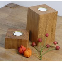 Teelichthalter Eiche Massivholz 2Er Set von GartenbeetKiste