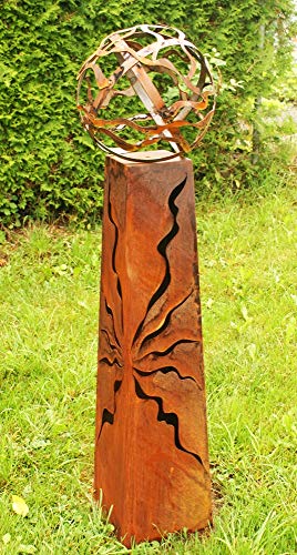 Gartendeko Fackelsäule Rost Fackel Säule 100 cm mit Feuerkugel * von Gartendekoshop24