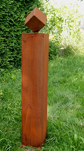 Gartendeko Rostsäule mit Würfel ohne Muster von Gartendekoshop24