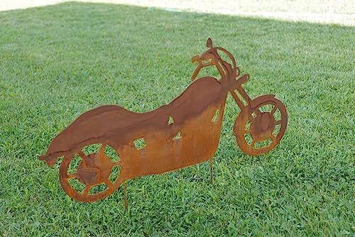 Gartendeko Skulptur Motorrad aus Eisen Farbe Rost von Gartendekoshop24