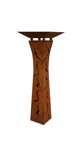 Gartendekoshop24 – Konische Rostsäule mit Schale, 125 cm, als Gartendek. Säule aus Edelrost, handgemachte Metallarbeit, für draußen. Metall Rostsäule mit Muster und Schale zum Dekorieren. von Gartendekoshop24