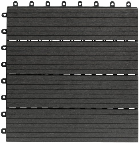 EVERFLOOR WPC(Bambusholz/Kunststoff) Terrassenfliesen Bodenfliese 10er-Set (ca. 0,9 m2), 30 x 30 cm, Anthrazit, leicht verlegbar, wetterfest von Gartenfreude