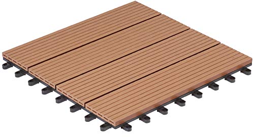 EVERFLOOR WPC Terrassen Fliesen Bodenfliese 10er-Set (ca. 0,9 m2), 30 x 30 cm, hellbraun, Hohlprofil von Gartenfreude