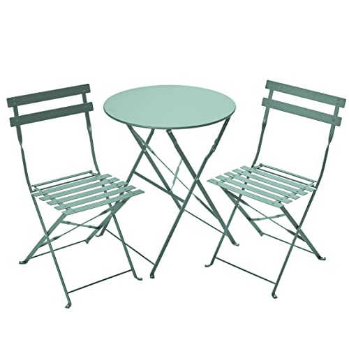 Gartenfreude, Stuhl + Tisch, Balkon, Terasse, Metall, hellgrün Bistro Set, 60 x 60 x 71 cm von Gartenfreude