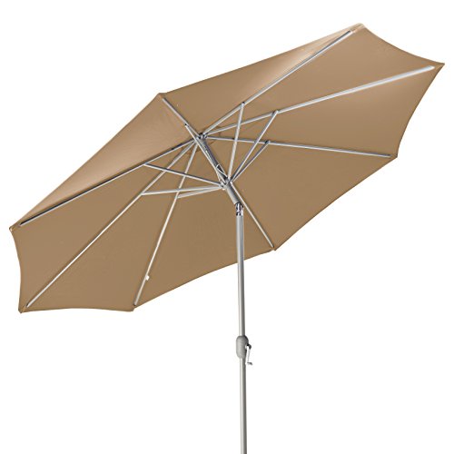 Gartenfreude Alu Sonnenschirm Marktschirm UV+50 270 cm, Taupe von Gartenfreude