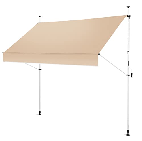 Gartenfreude Klemmmarkise 250 x 120 Sonnenschutz Balkonmarkise Campingmarkise ohne Bohren, Taupe – gerader Schnitt, 4900-1525-115, Klemmmarkise 250 x 120 cm - Taupe von Gartenfreude