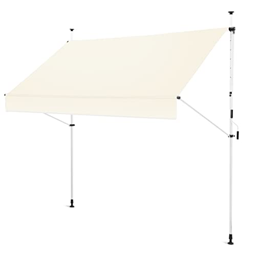 Gartenfreude Klemmmarkise 250 x 120 Sonnenschutz Balkonmarkise Campingmarkise ohne Bohren, Weiß – gerader Schnitt, 4900-1525-208, Klemmmarkise 250 x 120 cm - Weiß von Gartenfreude