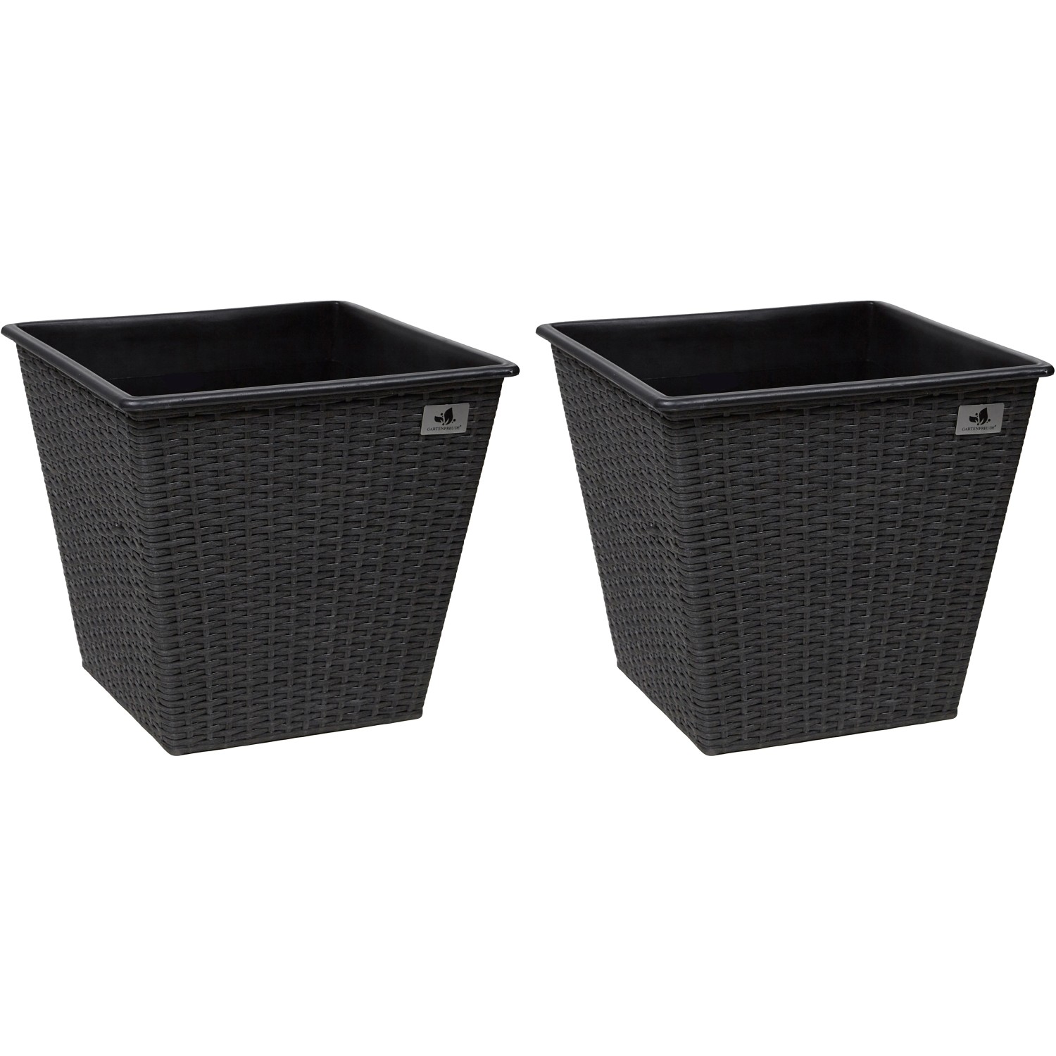 Gartenfreude Pflanzkübel Polyrattan konisch 32 cm x 32 cm Anthrazit 2er-Set von Gartenfreude