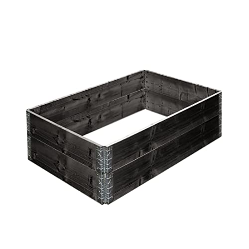 Hochbeet Pflanzbeet 120 x 80 x 19,5 cm aus Fichtenholz 2er Set, erweiterbar, schwarz lasiert von Gartenfreude