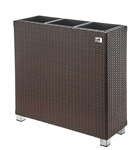 Gartenfreude Raumteiler Polyrattan Bicolor-braun, 3X Kunststoff-Einsätze 4000-2071-022 76 x 26x 73,5 cm - Alu-Füße von Gartenfreude